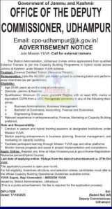 Mission YUVA Udhampur Recruitment 2025