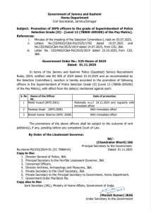 J&K Govt Promotes Three Police Officers to SP Selection Grade (II)