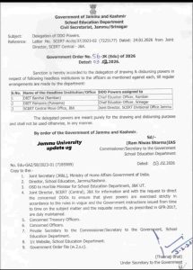 Delegation of DDO Powers School Education Department in jammu and kashmir