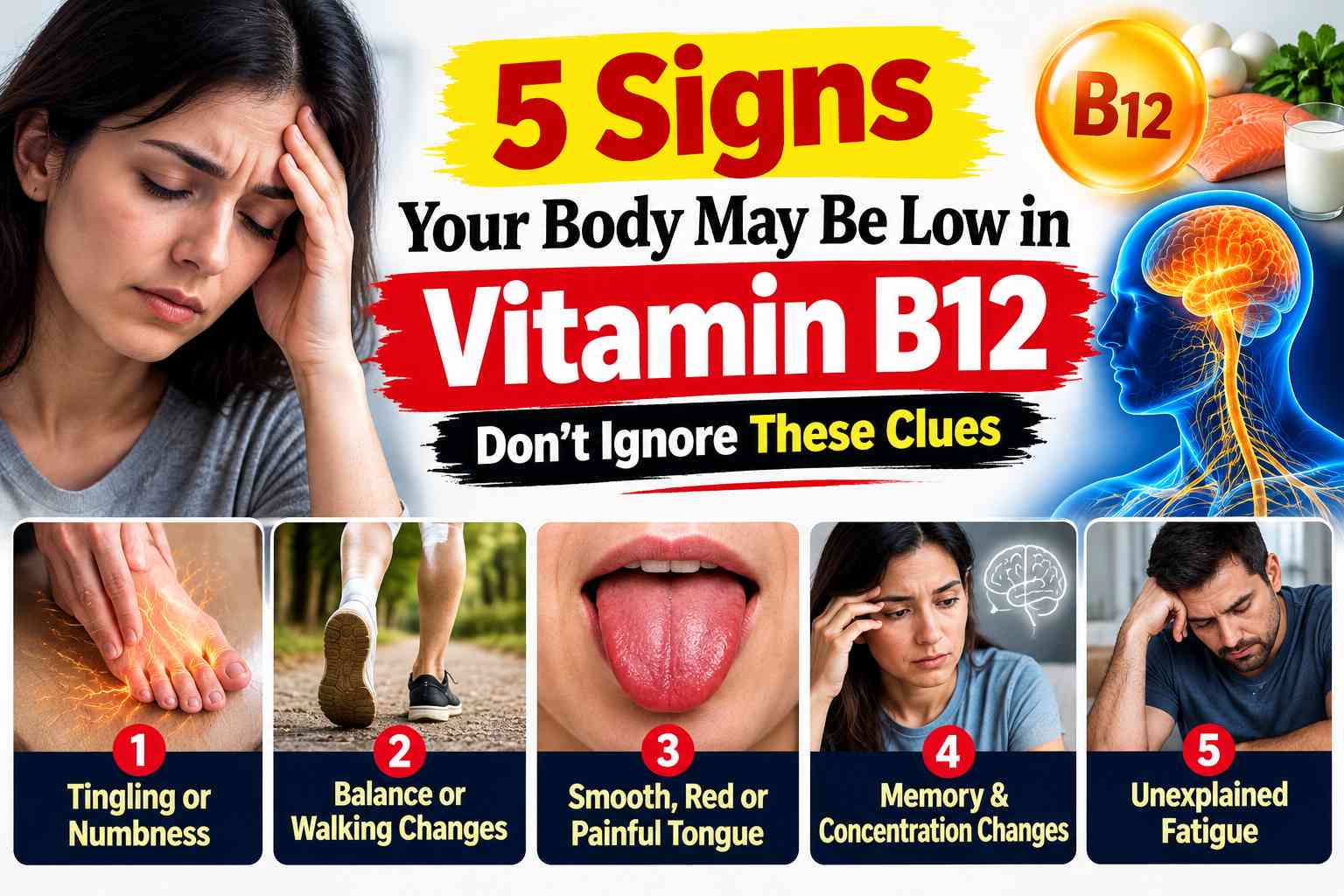 5 Signs Your Body May Be Low in Vitamin B12↗